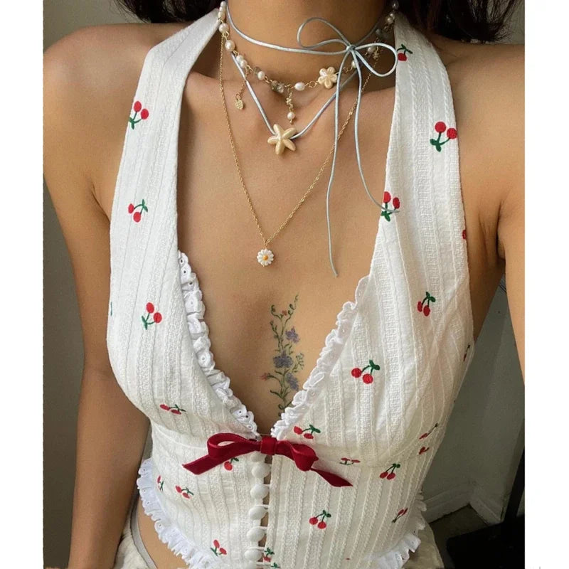 Cherry Print Summer Top