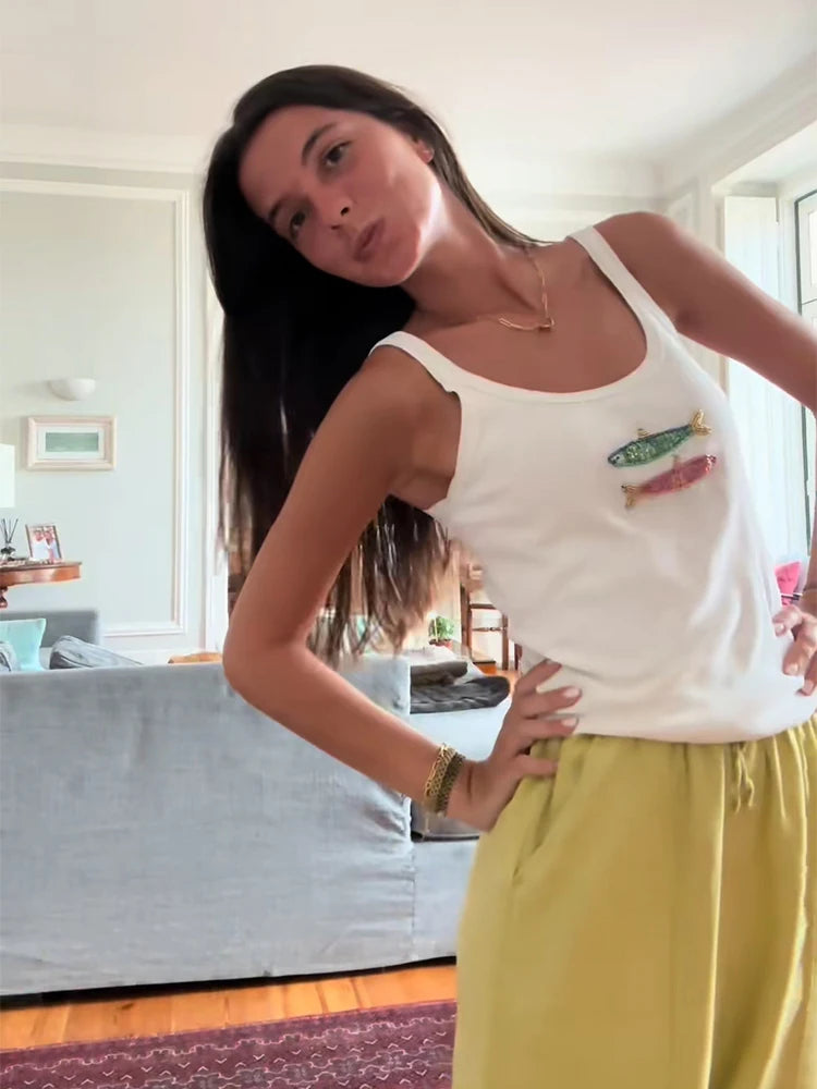 Tessa Fish Beaded Top