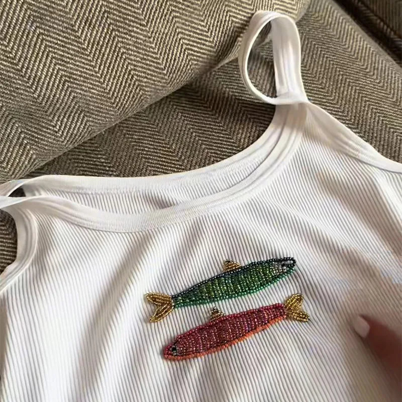 Tessa Fish Beaded Top