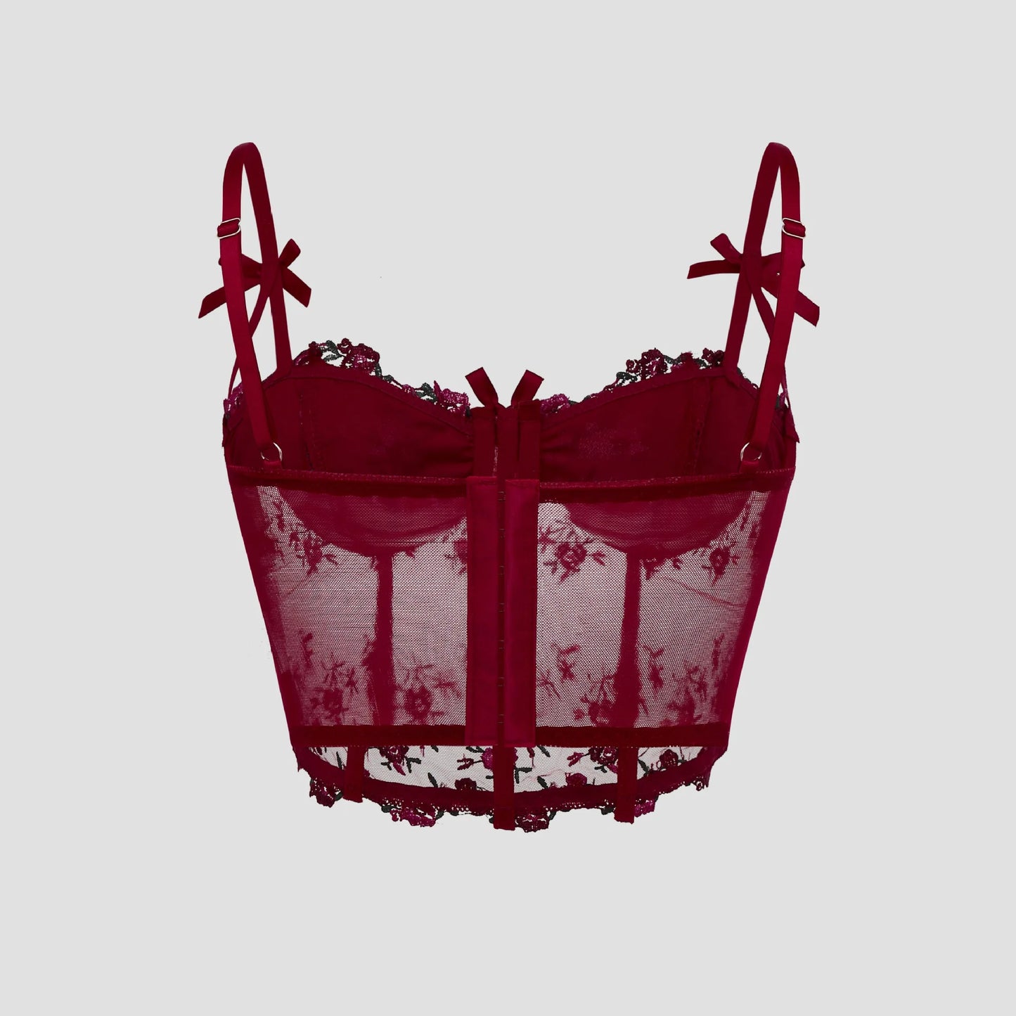 Mariet Lace Floral Embroidery Bow Corset