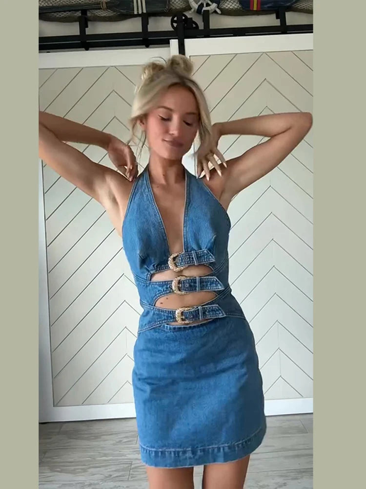 Nika Denim Belt Dress