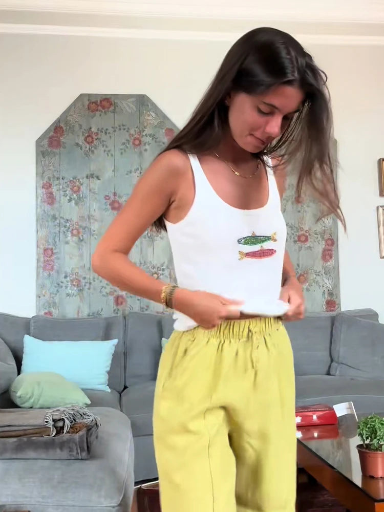 Tessa Fish Beaded Top