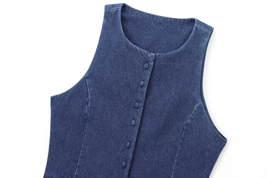 Nikki Sleeveless Denim Top