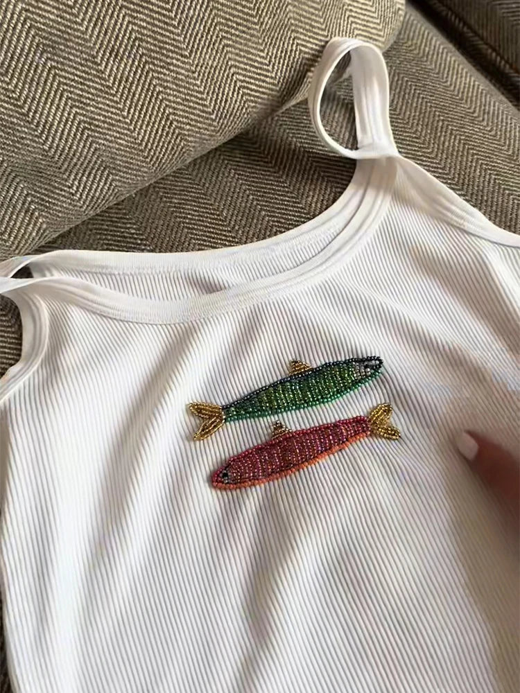 Tessa Fish Beaded Top
