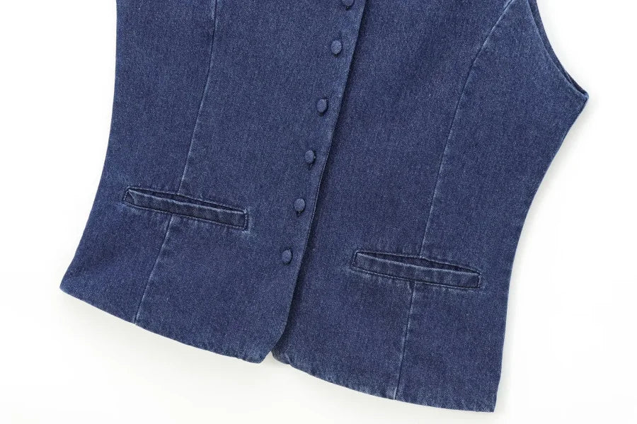 Nikki Sleeveless Denim Top