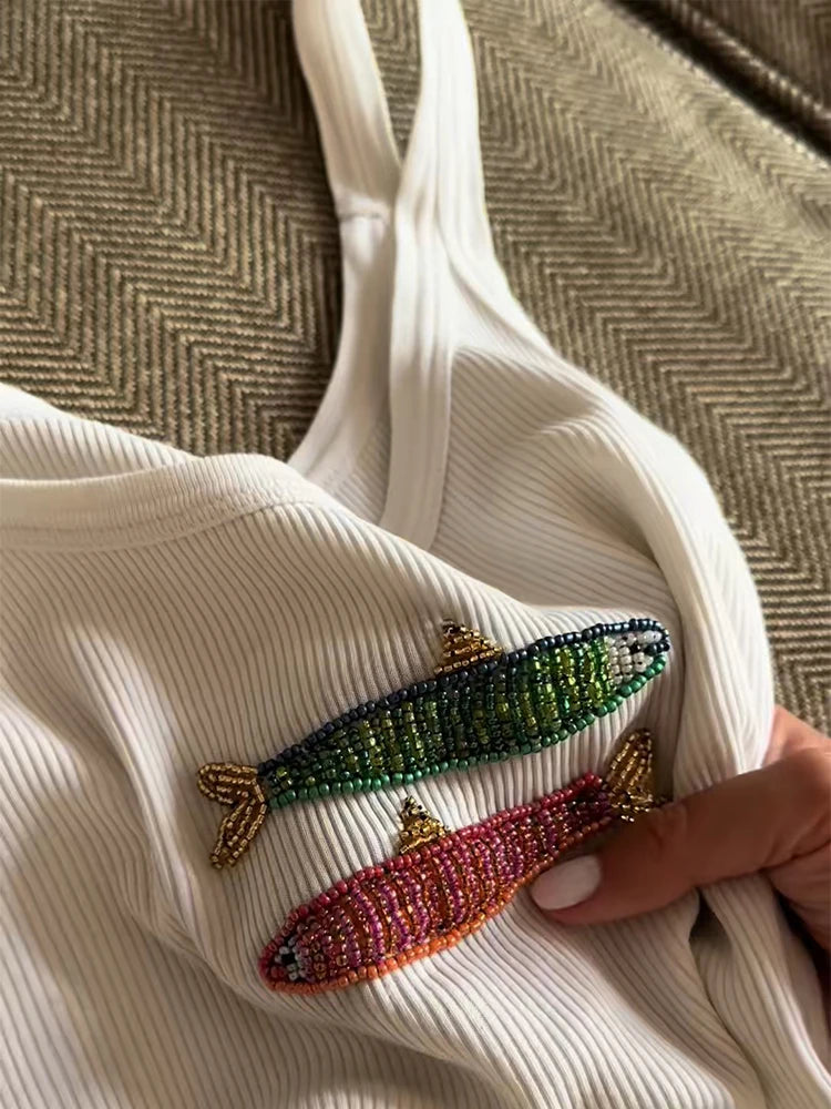 Tessa Fish Beaded Top