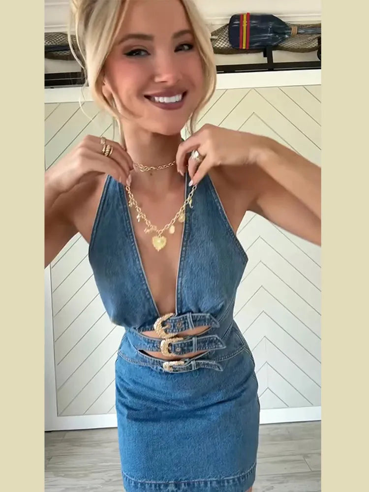 Nika Denim Belt Dress