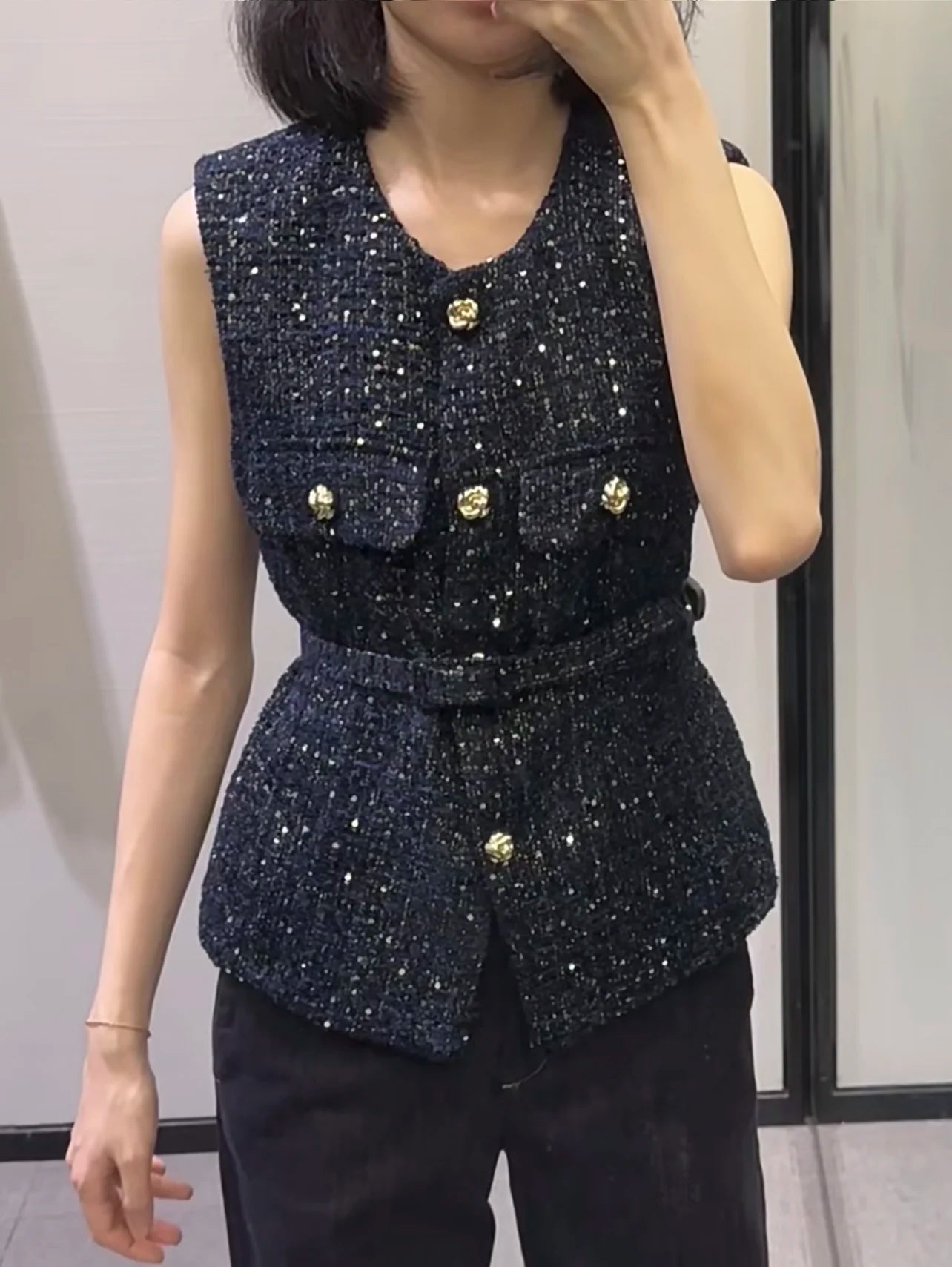Noah Beaded Textured Vest