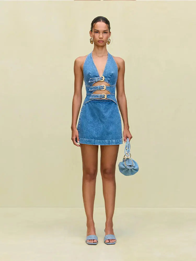 Nika Denim Belt Dress
