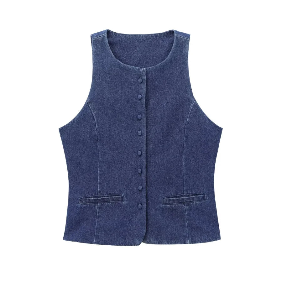 Nikki Sleeveless Denim Top
