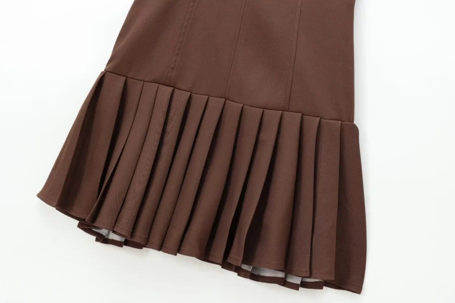 Roses Brown Sleeveless Dress