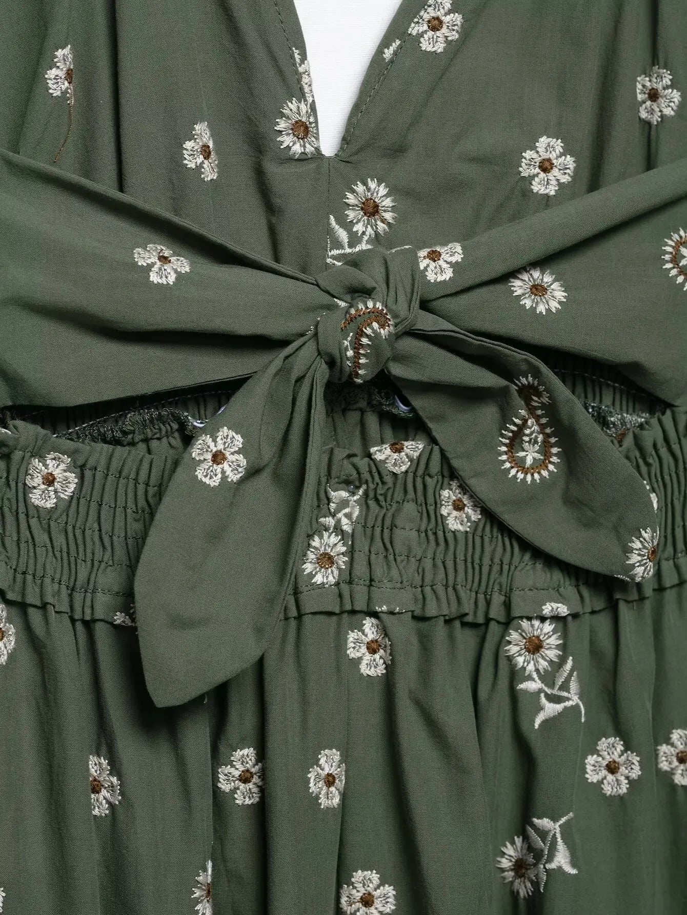 Jess Green Embroidery Flower Dress