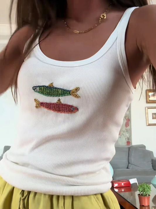 Tessa Fish Beaded Top