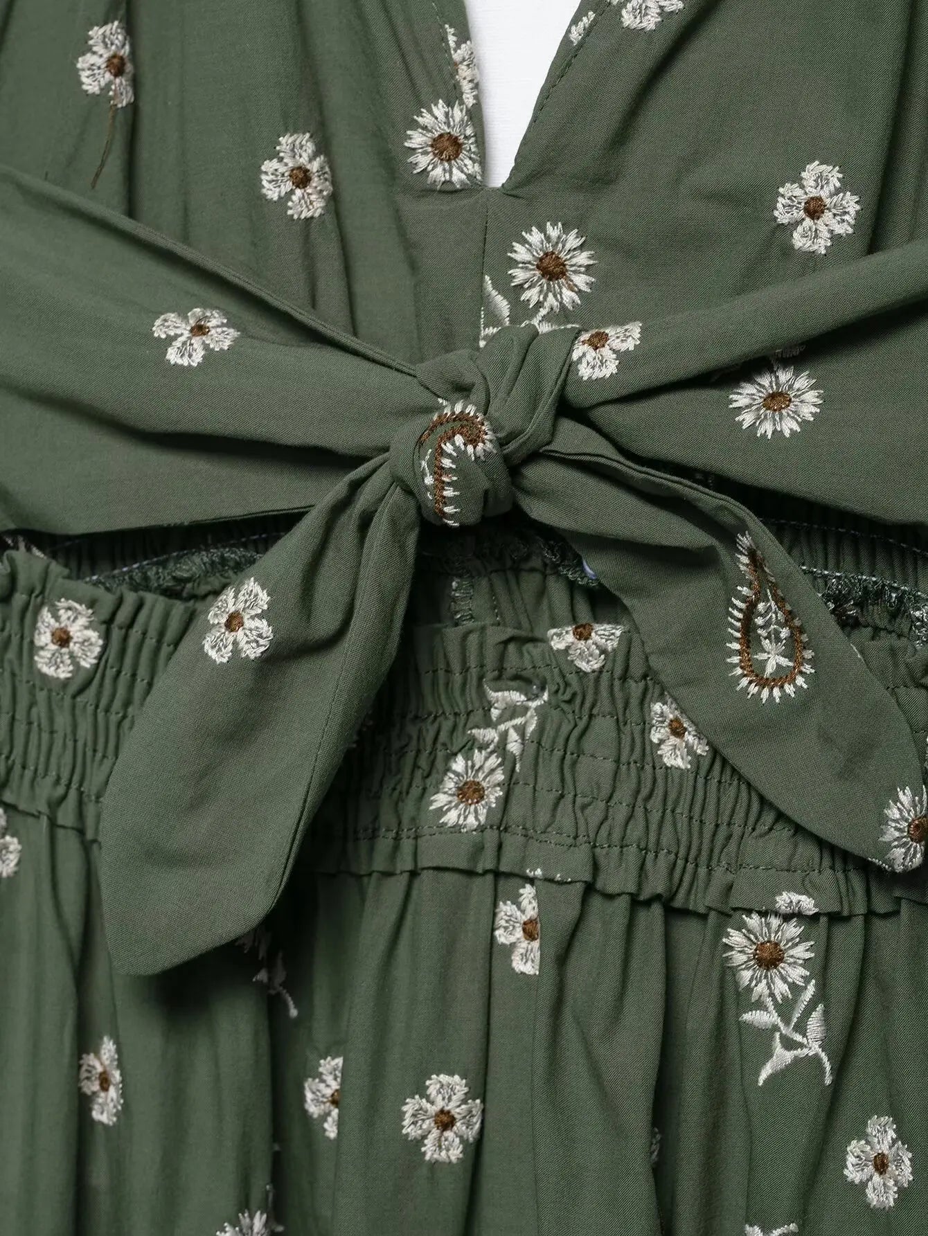 Jess Green Embroidery Flower Dress