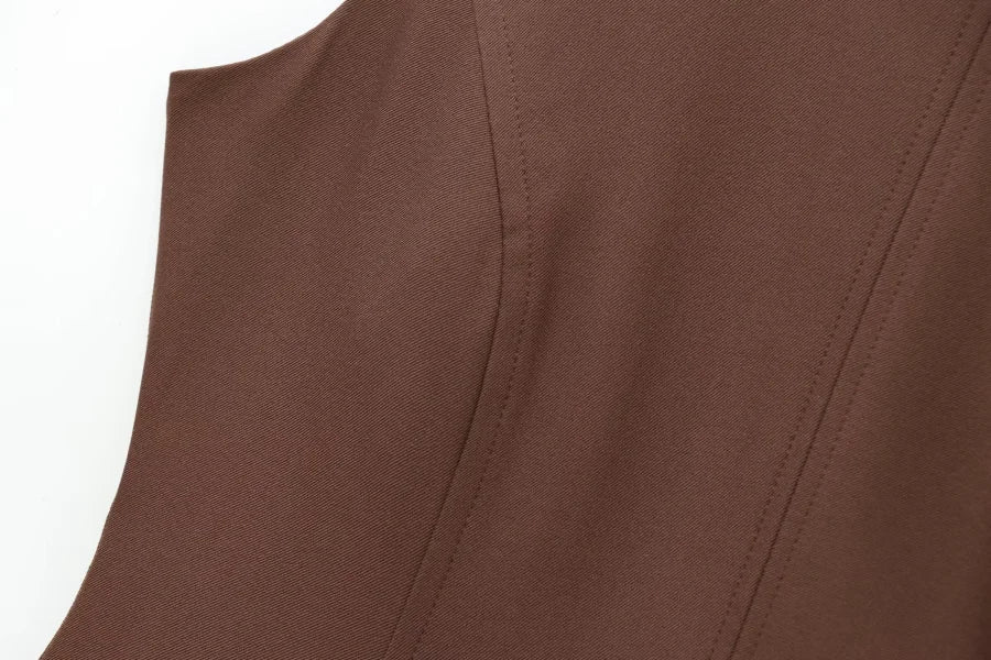 Roses Brown Sleeveless Dress