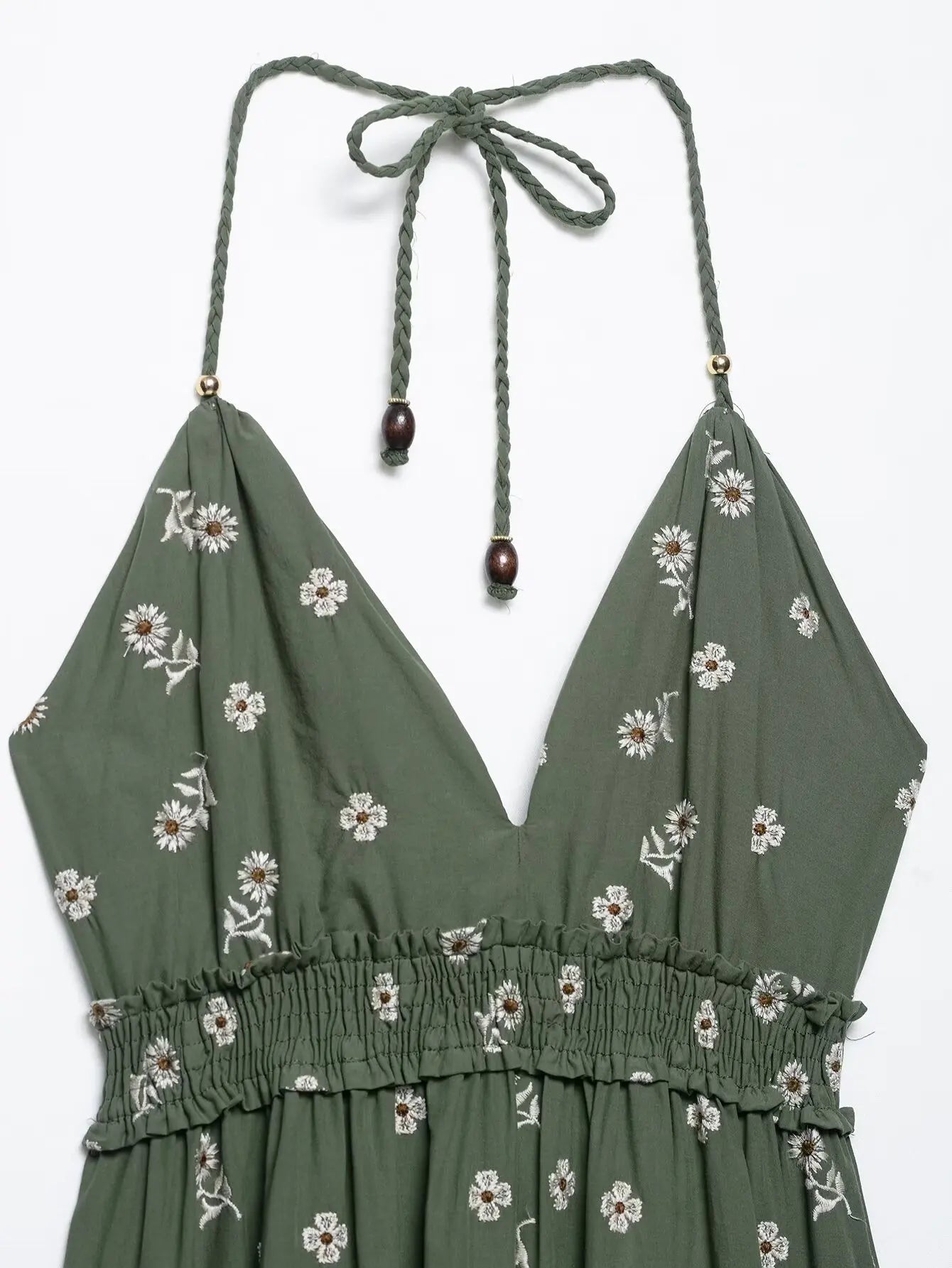 Jess Green Embroidery Flower Dress
