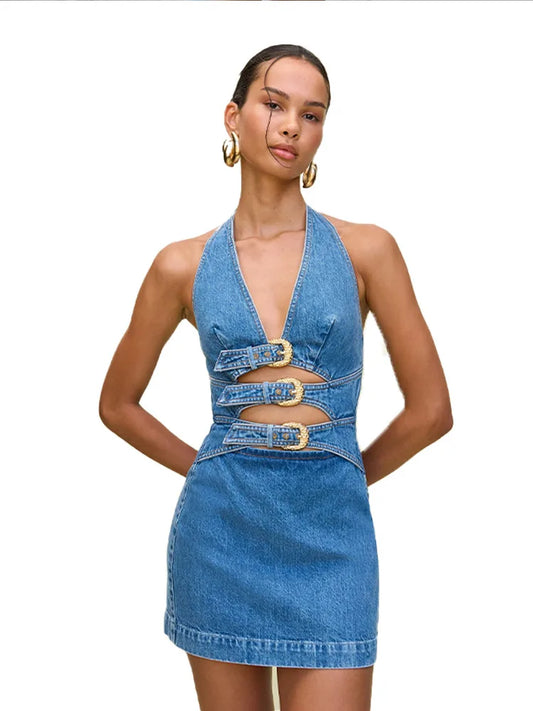 Nika Denim Belt Dress