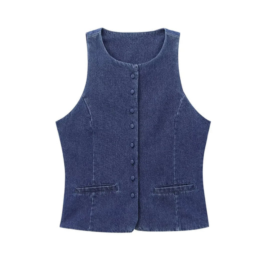 Nikki Sleeveless Denim Top